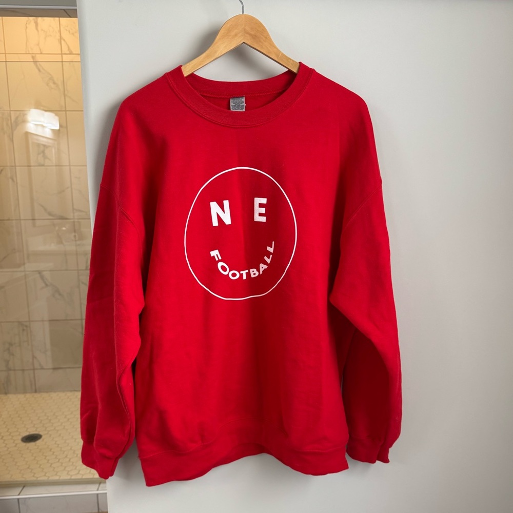 Red Nebraska Football oversized smiley face sweatshirt - women’s XL